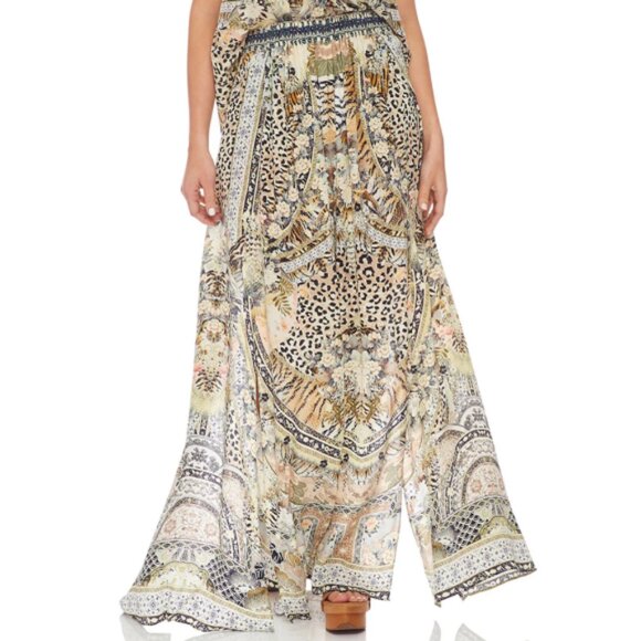 Camilla 'Moto Maiko' Elastic Waist Split-Detail Silk Maxi-Skirt, Multicolor - Picture 1 of 6